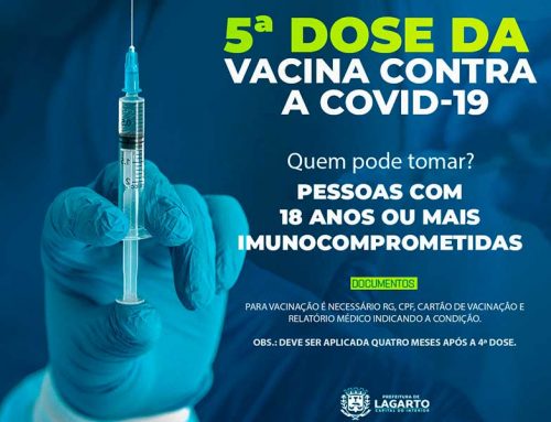 Prefeitura de Lagarto inicia aplicação da 5ª dose da vacina contra covid-19 em pessoas imunocomprometidas