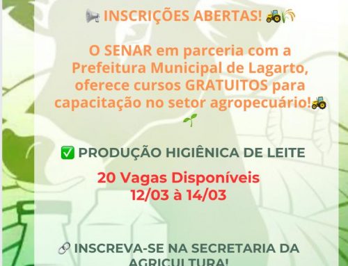 Prefeitura de Lagarto abrirá inscrições para curso gratuito de Produção Higiênica de Leite