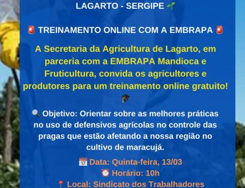 Prefeitura de Lagarto abre inscrições para treinamento online realizado em parceria com a Embrapa